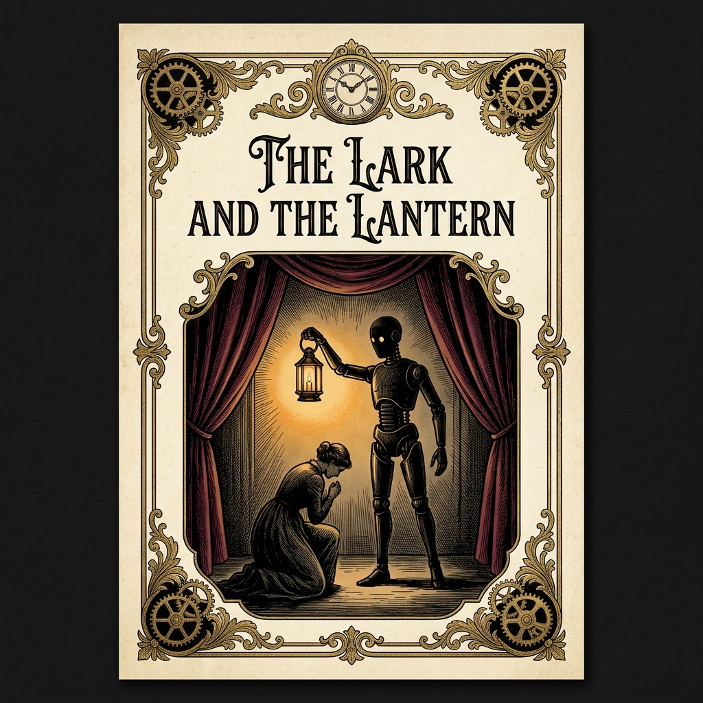 Engraved playbill for The Lark and the Lantern on aged paper